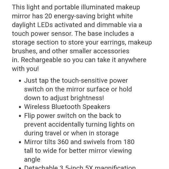 Impressions Touch XL Dimmable LED Makeup Mirror w/ Bluetooth Speaker - Picture 8 of 10